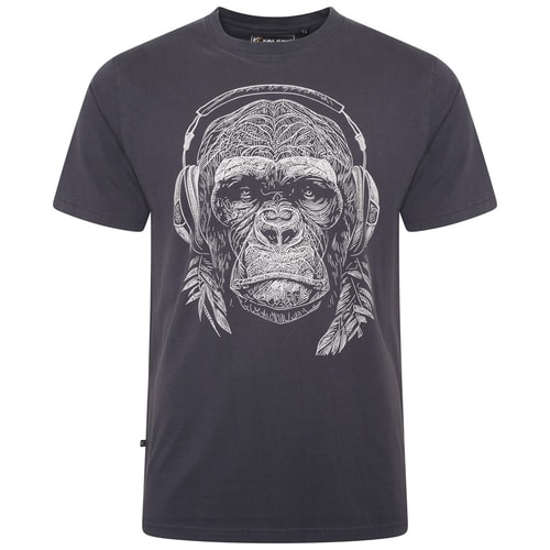 T-Shirt mit Gorilla-Print von KAM Stencil, Indigo